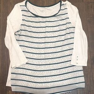 Ann Taylor LOFT Shirt Sheer Polka Dot Overlay